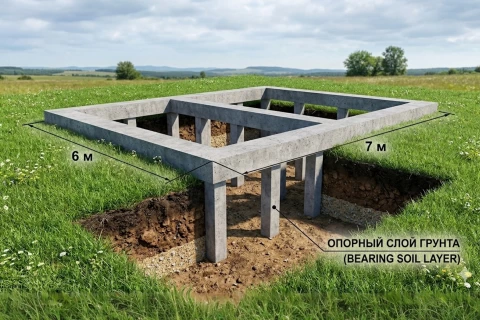 Свайно-ростверковый фундамент 6х7